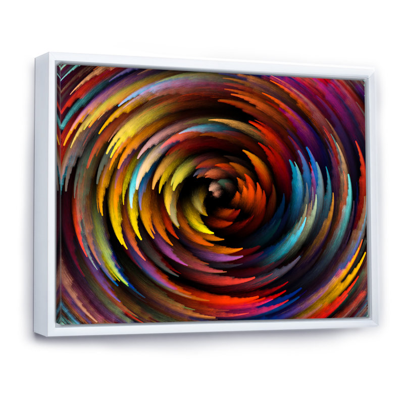 Yellow Fluid Art Vortex - Floater Frame Print on Canvas, 24" H x 36" W x 1" D, White Floater Framed
