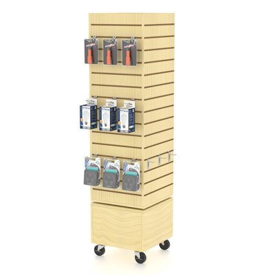 Huzjiehui l 16 po x P 16 po x H 60 po - tour à lattes en érable, tour de présentation à lattes, support rotatif à lattes pour agencements de magasin