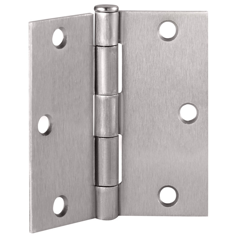Door Hinge, 3.5-Inch, Square Corner Radius, 6-Pack, Satin Nickel