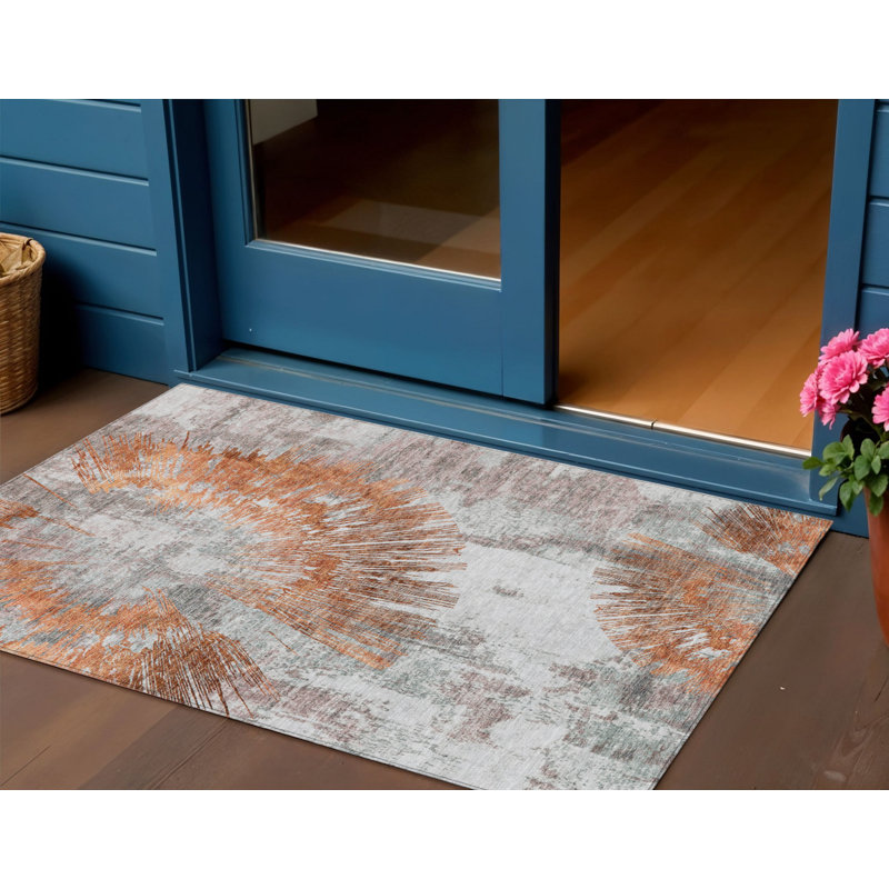 Tapis d'extérieur lavable d'extérieur 3 pi x 5 pi en terre cuite et cuivre taupe