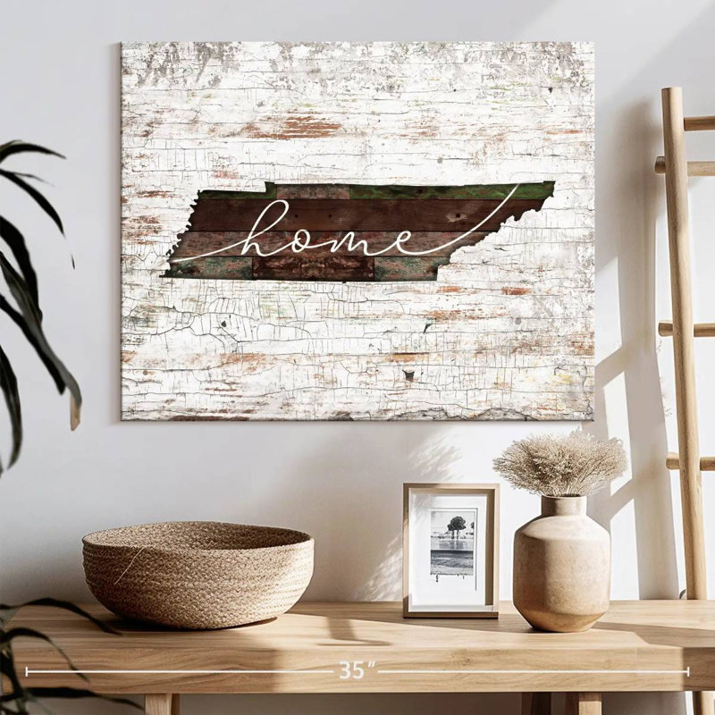 Tennessee Home Map, reproduction sur toile, H 20 po x l 25 po x P 1,25 po