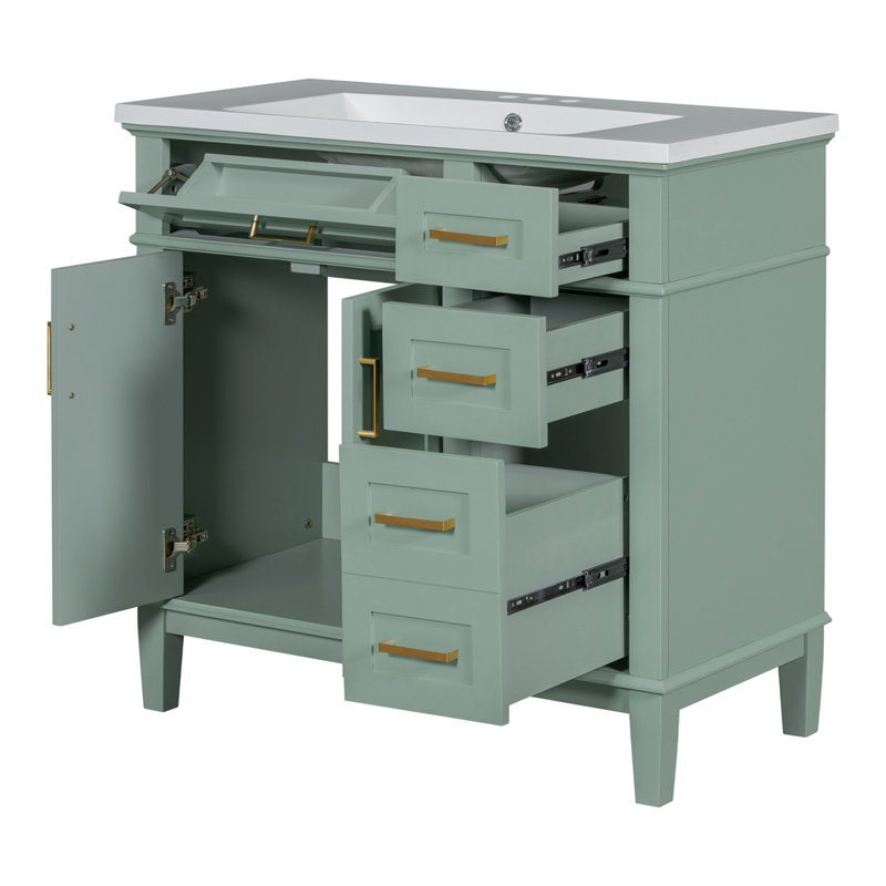 Meuble-lavabo simple 36 po avec plateau en résine Dorminey, Vert