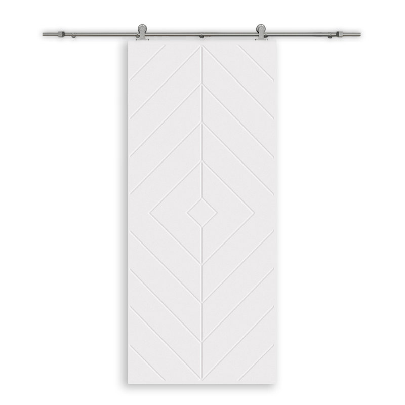 Porte de grange en bois manufacturé avec trousse de quincaillerie d'installation, H 84 po x l 36 po, Blanc