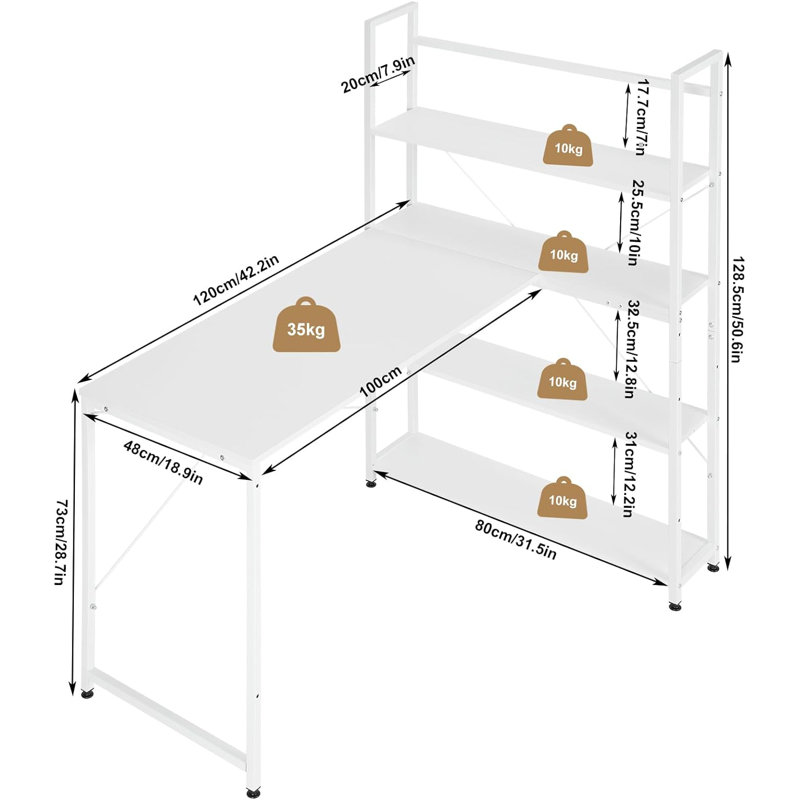 Aakeem L-Shaped Computer Table