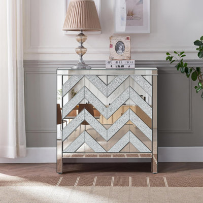 Stylish Storage Accent Cabinet with Mirror Trim