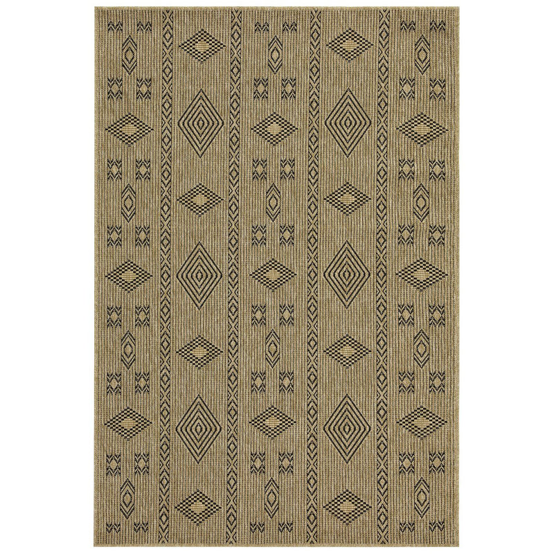 Indoor/Outdoor Area Rug, Beige/Black/Natural, Runner 2'7" x 7'3"