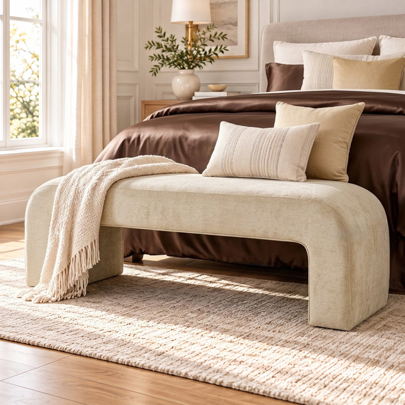 Banc rembourré Ichika, Chenille avoine