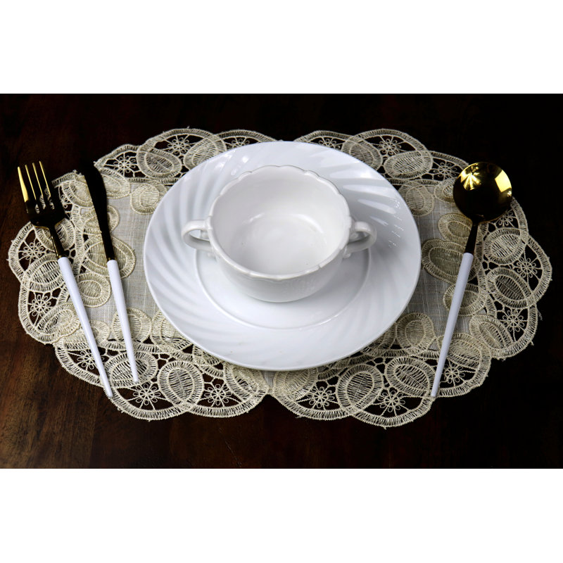 Ledezma Polyester Vintage Look Oval Placemat, 6