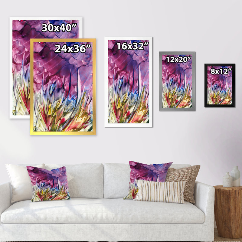 Fleurs mauves - Marbre liquide - Peinture, Cadre photo noir, H 20 po x l 12 po x P 1 po
