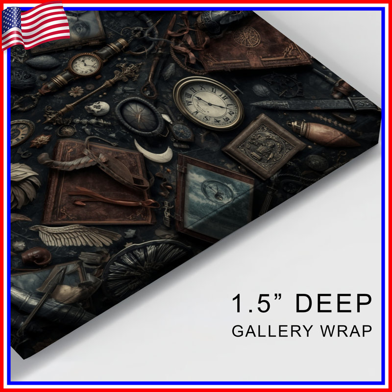 Vintage Clock Collection Canvas Gallery Wrap in Many Sizes, 32 x 32 inches