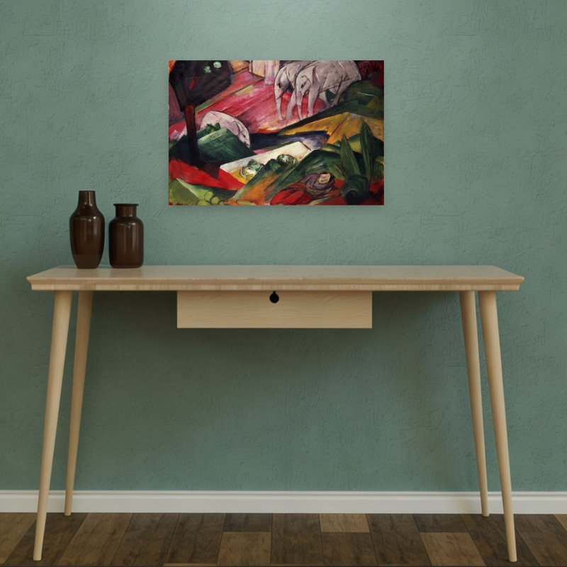 Affiche murale abstraite contemporaine expressionniste de rêve représentant un éléphant, H 12 po x l 18 po