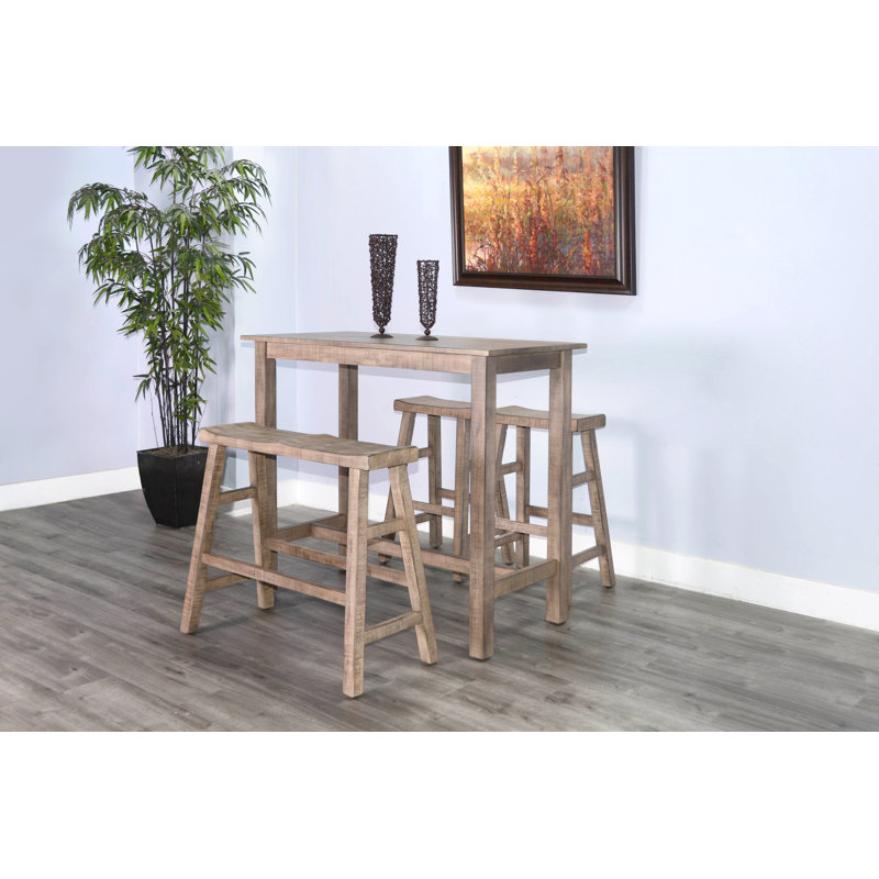 Ashat Solid Wood Bench, 30" H x 33" W x 15.5" D, Beach Pebble