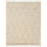 Casablanca Wool Moroccan Area Rug in Ivory/Grey