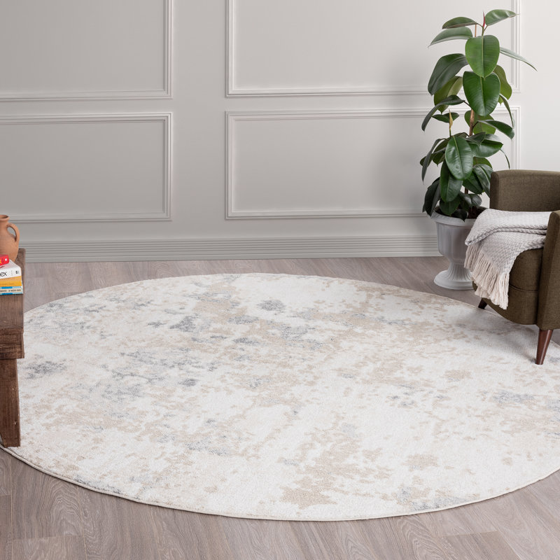Tapis gris Cristina, Rond 7 pi 10 po