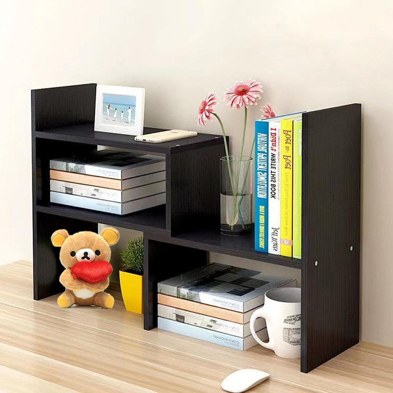 Natural Wood Bookcase,Bookshelf On Desk, Expandable Bookselves O...