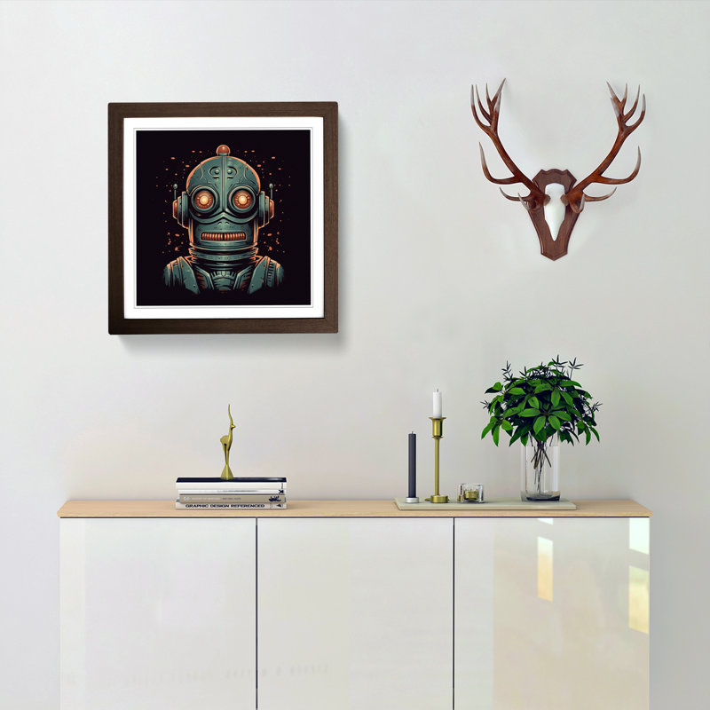 Robot Deco - Framed Print, Walnut