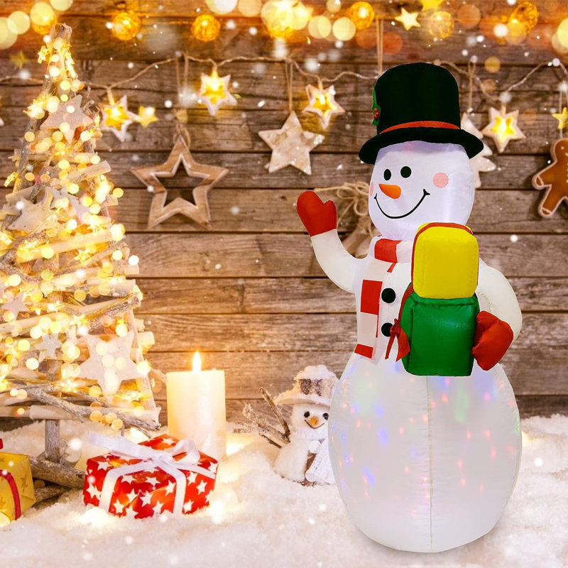 Bonhomme de neige avec boîte-cadeau gonflable