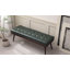 Mid - Century Modern Tufted Genuine Leather Bench with Solid Wood Legs-1774409229