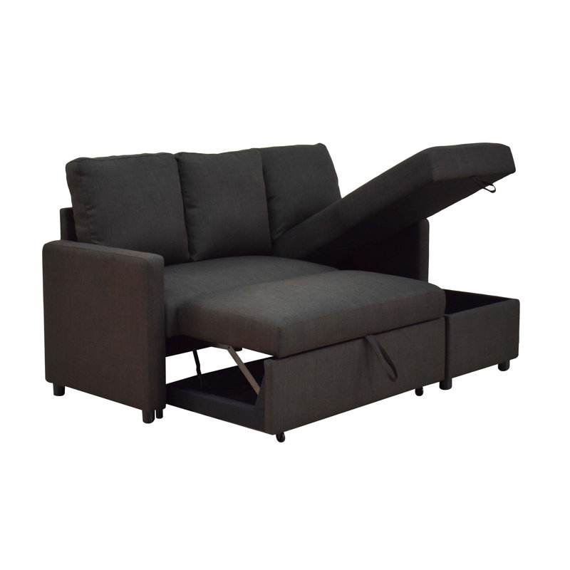 Canapé modulaire en forme de L avec dormeur en laine et gris anthracite Kevon