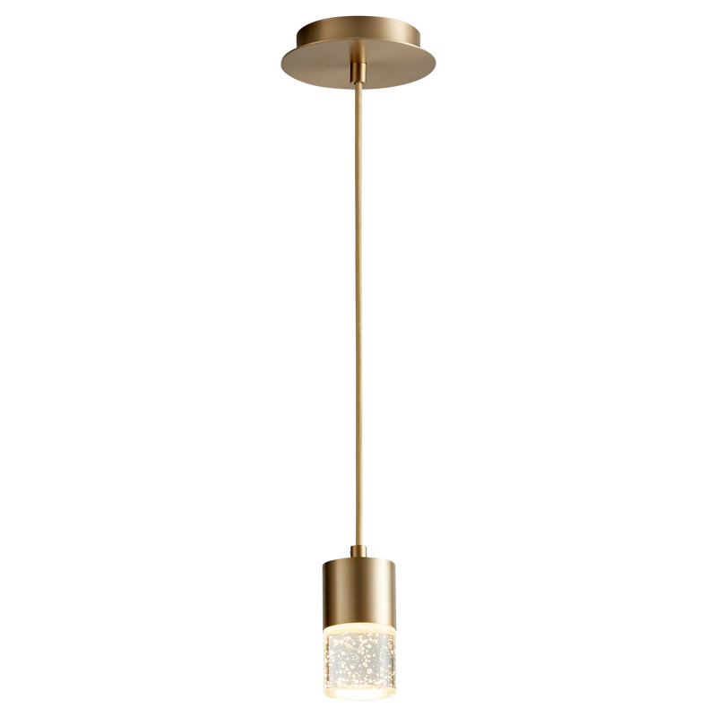 Luminaire suspendu cylindrique à 1 lumière DEL, H 125,5 po x l 2 po x P 2,75 po, Laiton vieilli