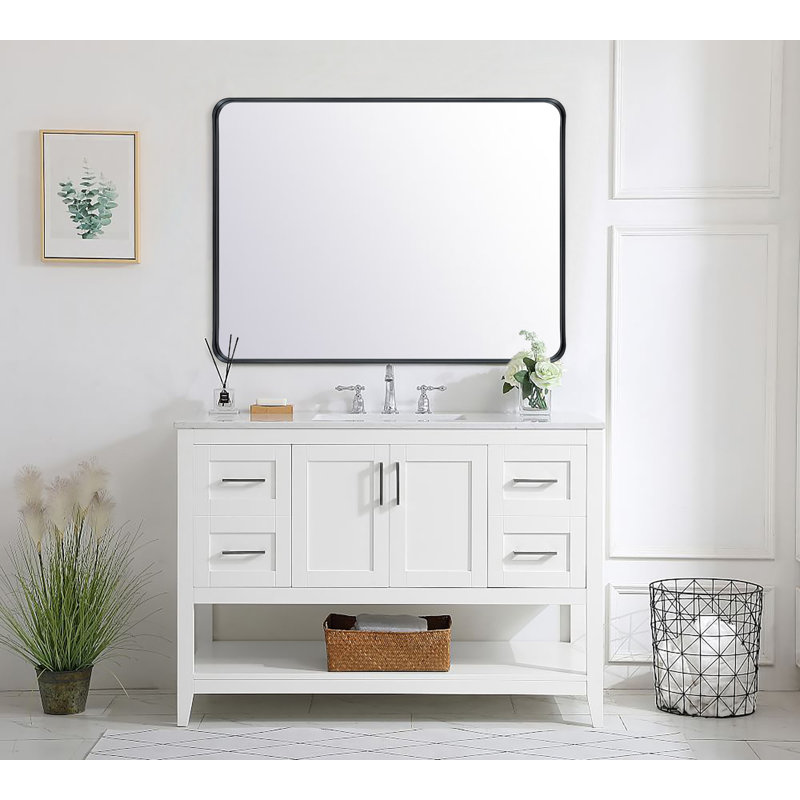Miroir de salle de bain Arthers, Noir mat, H 40 po x l 30 po