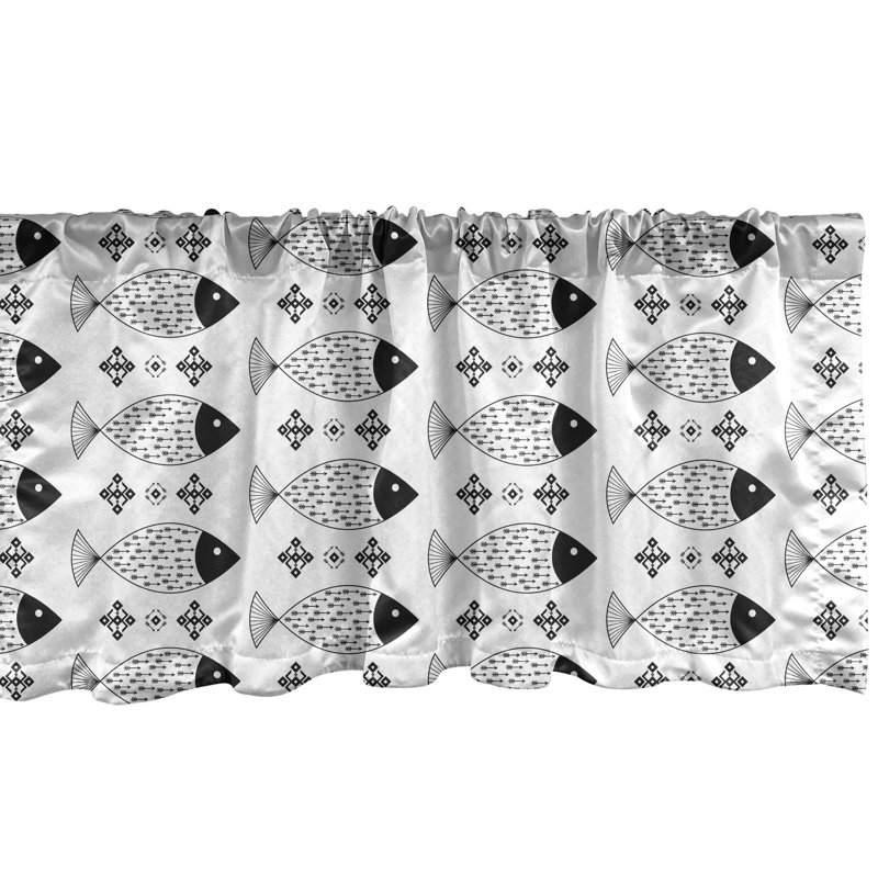 Black and White Ocean Sea Life Satin Valance Set