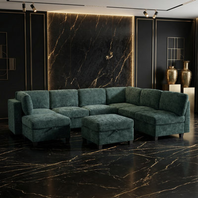 Canapé modulaire surdimensionné avec rangement caché, canapé convertible en U / L réversible avec housses amovibles
