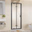 Porte de douche pivotante pliante encadrée, en verre trempé transparent avec poignée en acier inoxydable, installation réversible et gain de place
