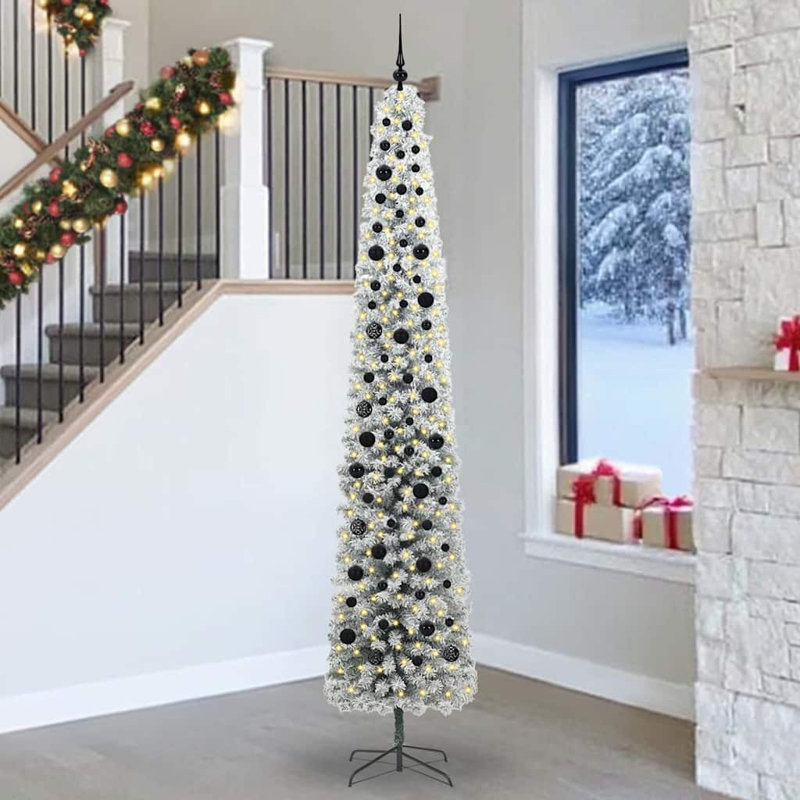 Artificial Christmas Tree with 300 LEDs with Stand, 8.86' H, Black