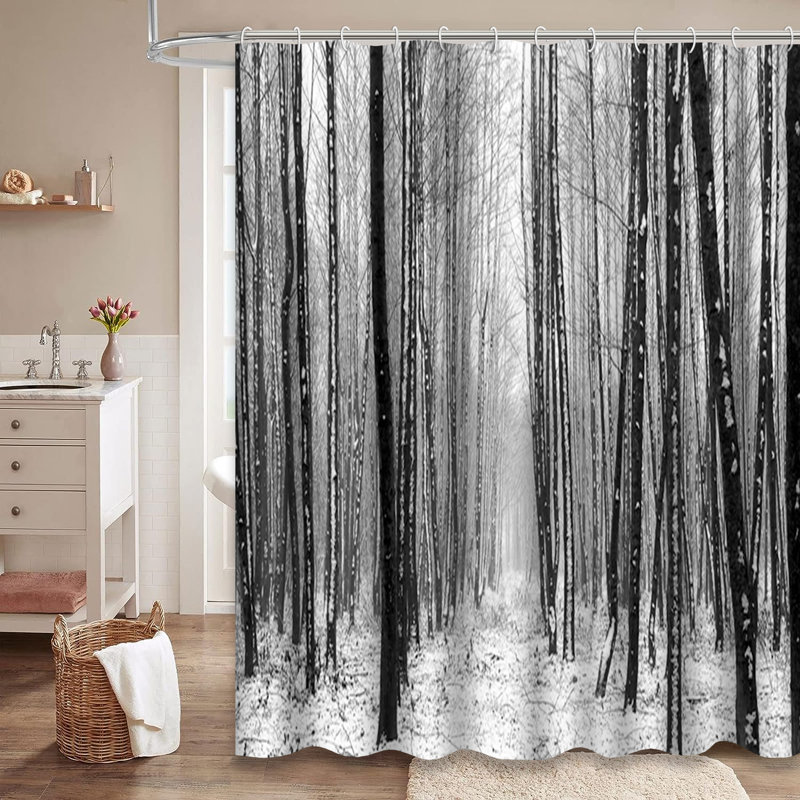 Rideau de douche avec 12 crochets European Forest Landscape, L 72 po x l 72 po