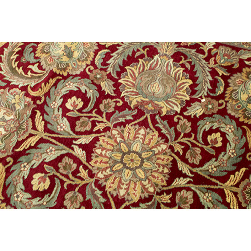 Tapis rouge, noir et brun noué à la main de haute qualité