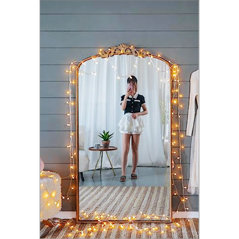 Miroir pleine longueur pour mur, conception arquée, idéal pour la chambre à coucher, la salle de bain et le salon.
