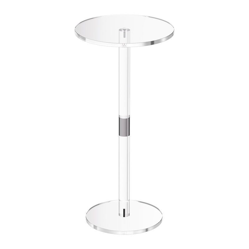 Acrylic Drink Table, Clear End Table Round Top with Solid Post, Modern Acrylic Cake Table Stand, Transparent Side Desk for Coffee, Drink, Food, Snack, Easy Assembly, 10 x 10 x 21.3 in (Clear)