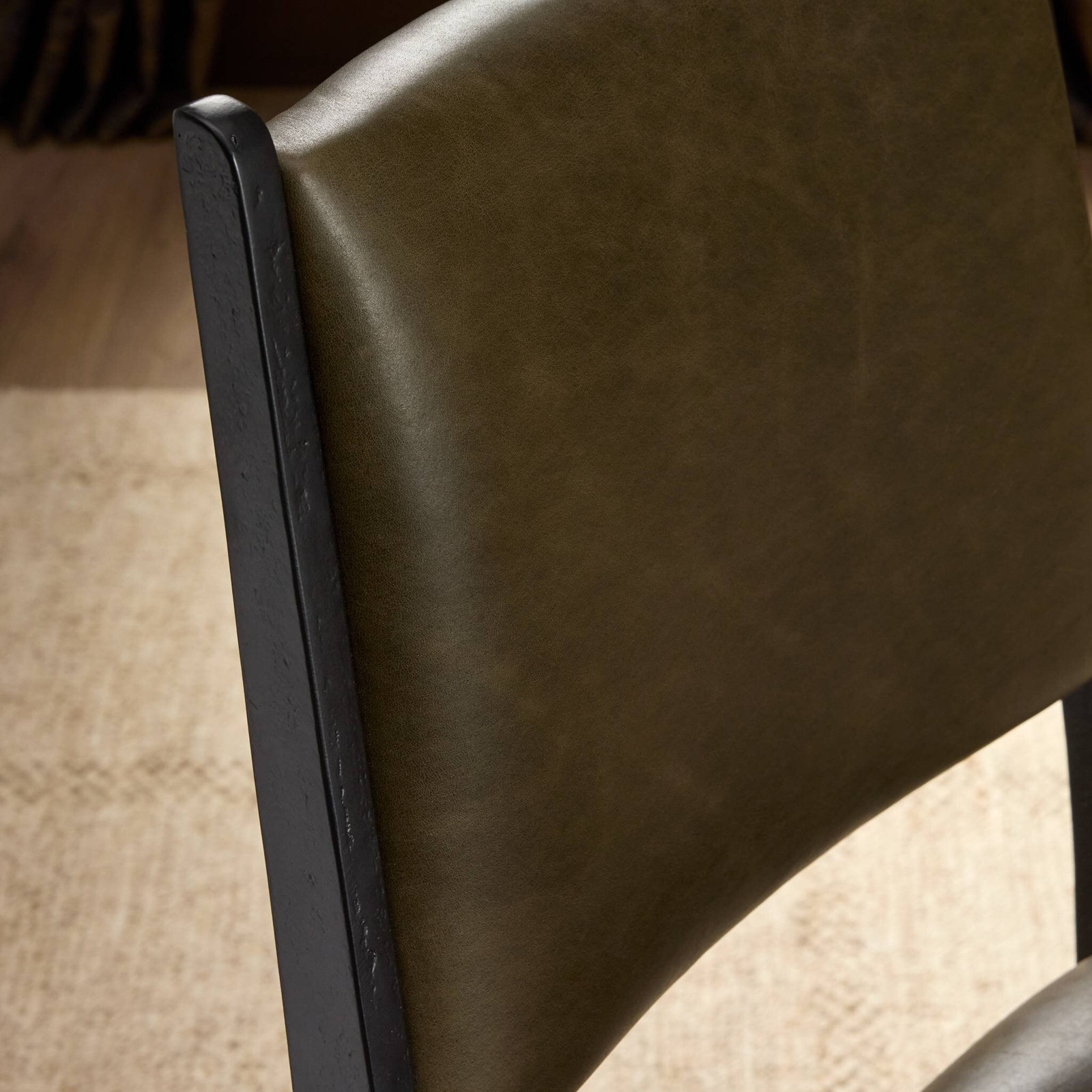Abarca Genuine Leather Dining Chair, Dulane Moss