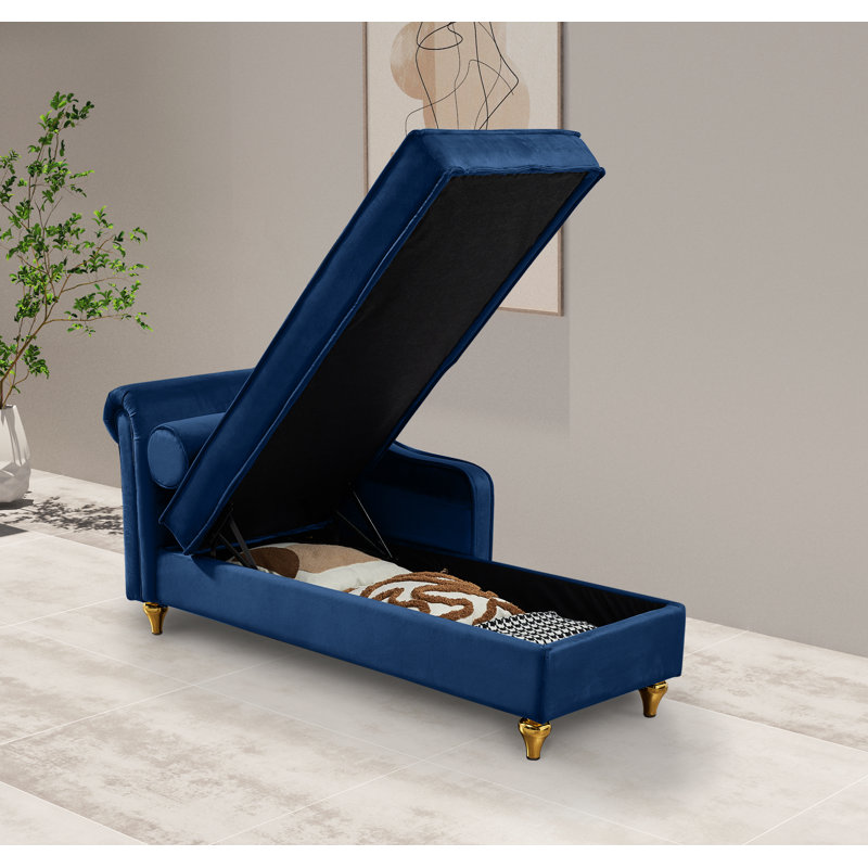 Chaise longue rembourrée Garrad, Bleu marine 