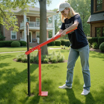 36 in T Post Puller, Heavy Duty Fence Post Pullers with Puller Plate & 47 in Lifting Chain, Labor-Saving T-Post Remover Tool for Round Fence Posts, Sign Posts & Tree Stumps