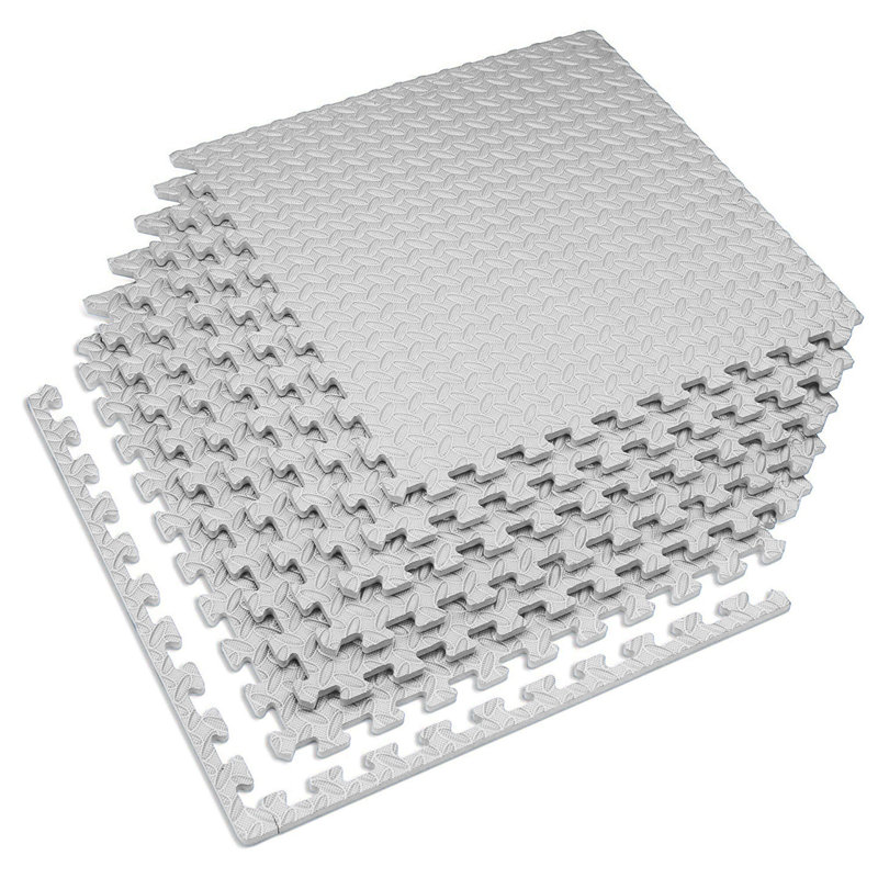 Carrelage en mousse à motif de losanges épais de 1/2 po 24 pieds carrés (6 carreaux), Gris clair