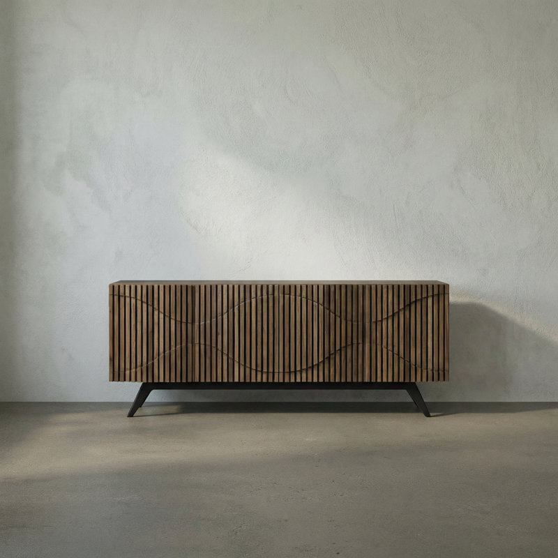 Illusion 78'' W Solid Wood Buffet, Dark Walnut