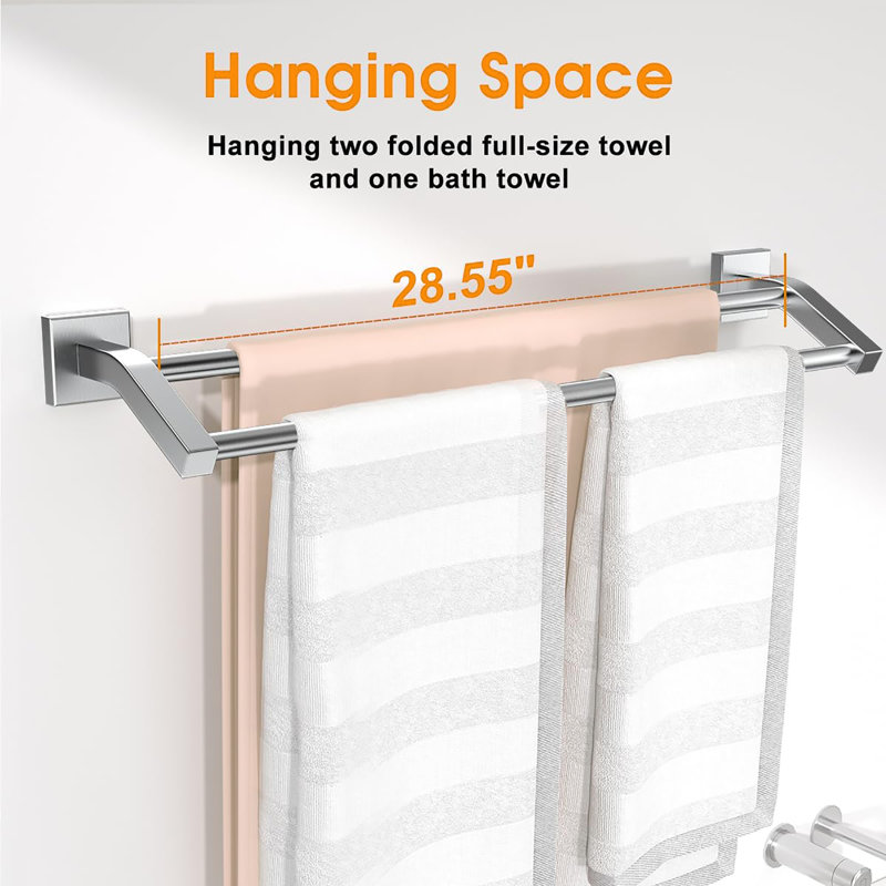 Porte-serviettes double 28 pouces en acier inoxydable SUS304, Nickel brossé