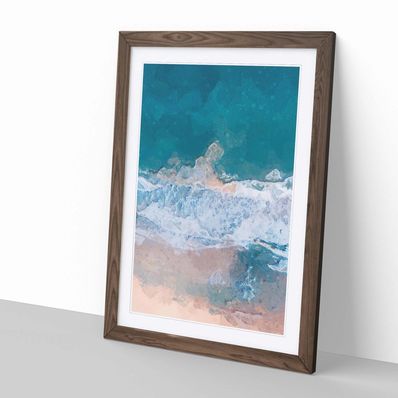 View of Dee Why Beach in Australia in Abstract - Picture Frame Graphic Art Print, Walnut, 50cm H x 35cm W x 2cm D