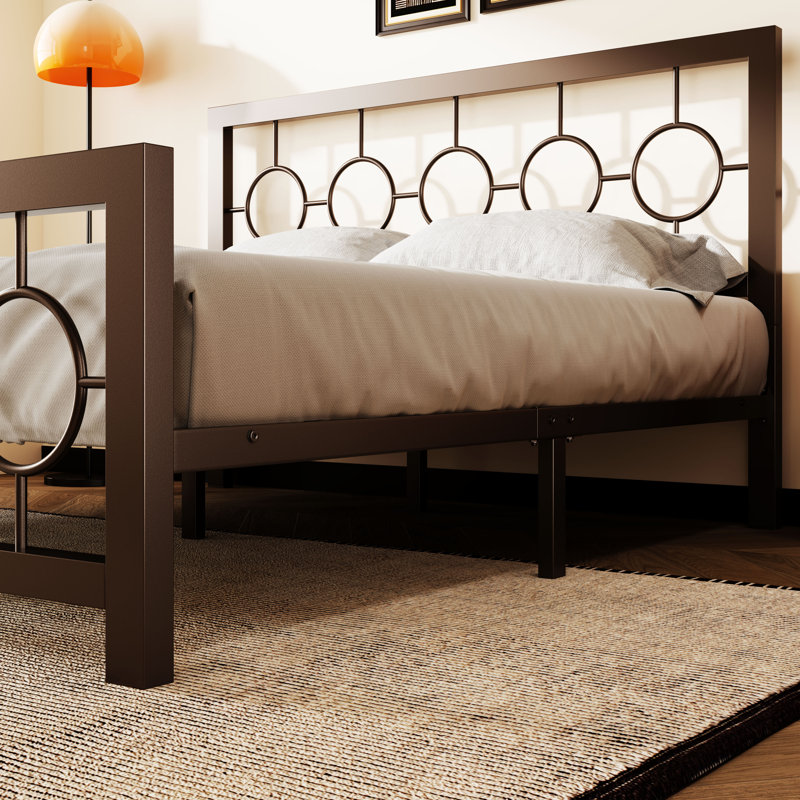 Bloneva Metal Open-Frame Bed, Queen, Brown