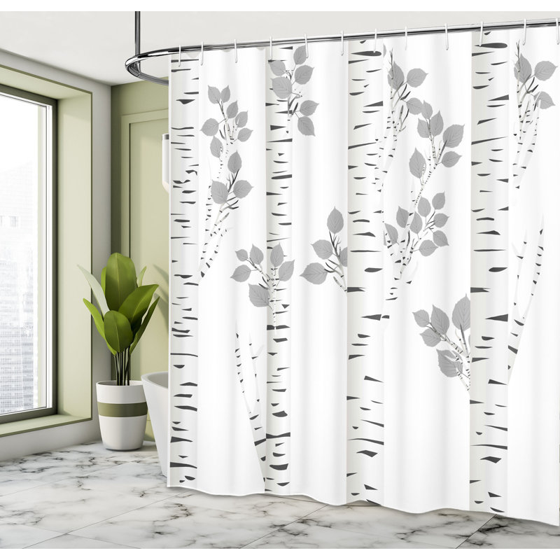 Ensemble de rideau de douche et crochets Birch Tree, H 84 po x l 69 po