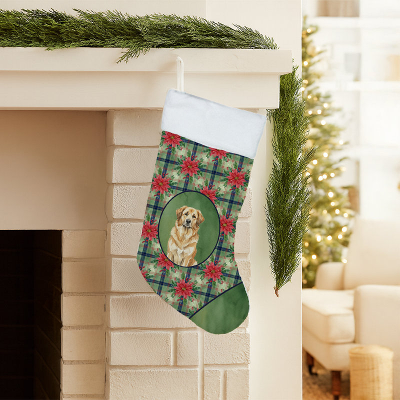 Sandy Leonberger Christmas PoinsettIas Holiday Stocking, Sandy