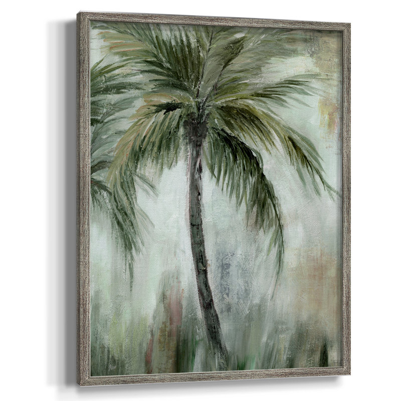 Palmier tropical I, reproduction encadrée - bois massif 50000, H 30 po x l 24 po