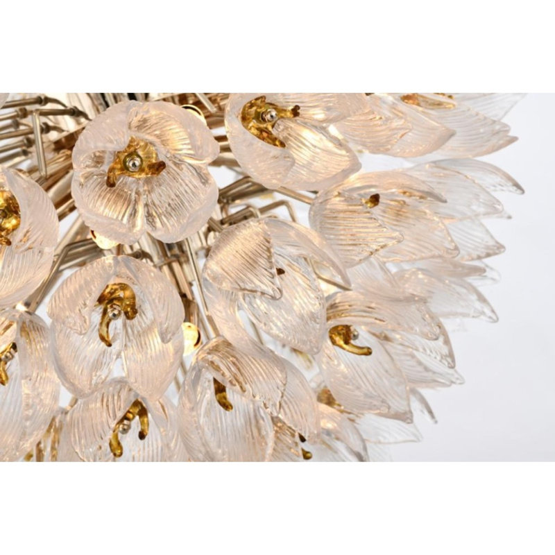 Lustre en verre Murano Glorya, H 22 po x l 17 po x P 17 po, Givré, Argent antique