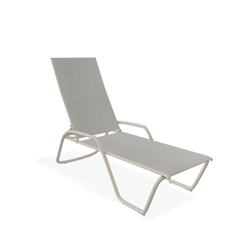 Outdoor Rust-Resistant Metal Chaise Lounge, Textured Desert, Augustine Oyster