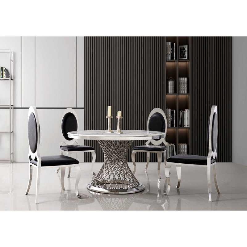 Table de salle à manger Burdell, Argent argent