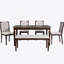 Ensemble de salle à manger élégant 6 pièces avec table rectangulaire, 4 chaises capitonnées à haut dossier et banc pour des repas familiaux confortables