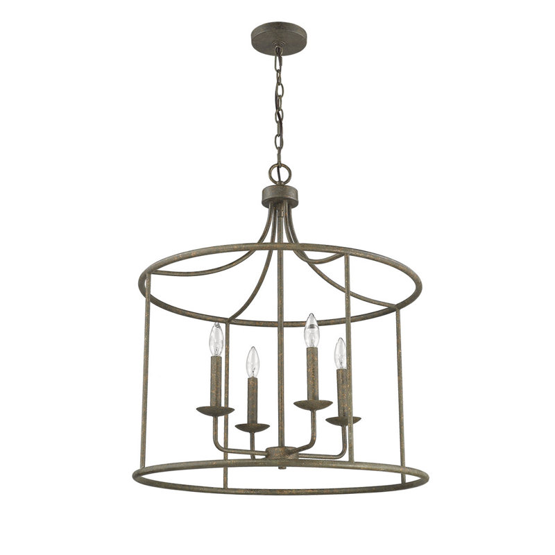 Luminaire suspendu 4 lumières campagnard gris