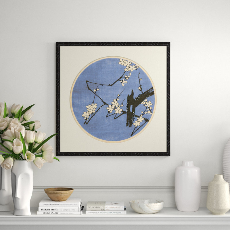Cherry Blossom Woodblock II Giclee Print, Black